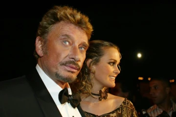 Johnny Hallyday et son épouse Laeticia, le 19 septembre 2002 à Marrakech (Maroc)