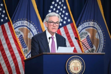 Le président de la Fed Jerome Powell lors d'une conférence de presse le 14 juin 2023 à Washington