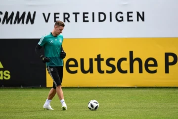 Le gardien allemand Bernd Leno lors d'un entraînement avec la sélection à Bolzano en Italie, le 7 juin 2018