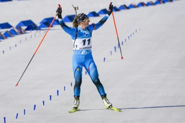 Justine Braisaz-Bouchet victorieuse de la mass start à  Oslo, le 20 mars 2022 