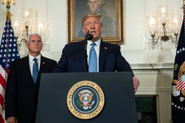 Le président américain Donald Trump lors d'une allocution à la nation aux côtés du vice-président Mike Pence à la Maison blanche à Washington le 5 août 2019