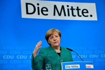 La chancelière allemande Angela Merkel lors d'une conférence de presse, le 25 février 2018 à Berlin
