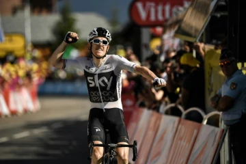 Geraint Thomas, vainqueur de la 11e étape du Tour de France à la Rosière, le 18 juillet 2018 