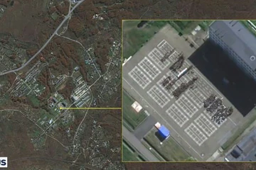 Image satellite d'Airbus Defence and Space diffusée le 18 octobre 2024 par le renseignement sud-coréen, montrant selon lui la base militaire russe de Khabarovsk où sont stationnés des soldats nord-coréens