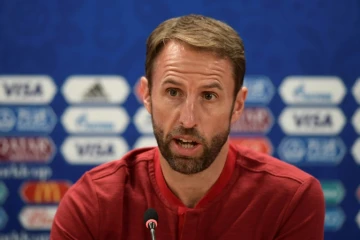 Le sélectionneur anglais Gareth Southgate en conférence de presse le 17 juin 2018 à Volgograd