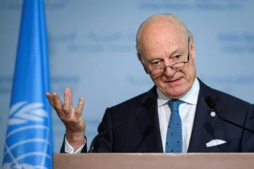 L'envoyé spécial de l'ONU pour la Syrie  Staffan de Mistura à Genève, le 31 mars 2017