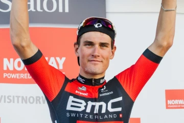 Silvan Dillier, le 16 août 2015 après sa victoire d'étape du Arctic Race of Norway à Narvik