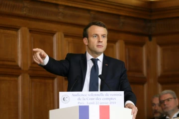 Le président de la République Emmanuel Macron lors de l'audience solennelle de la Cour des Comptes le 22 janvier 2018