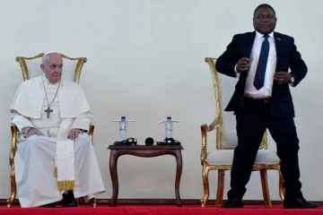 Le pape François et le président mozambicain Filipe Nyusi à Maputo, le 5 septembre 2019