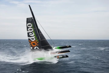 Le multicoque de Thomas Coville, Sodebo Ultim, le 12 octobre 2016 à la Trinité-sur-Mer