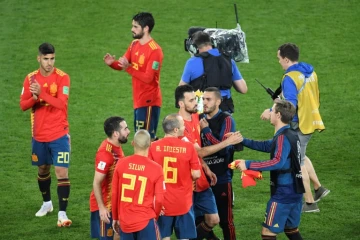 L'équipe d'Espagne, passée tout près de la défaite face au Maroc à Kaliningrad, le 25 juin 2018, se hisse en 8e de finale de la Coupe du monde