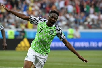 L'attaquant du Nigéria Ahmed Musa buteur face à l'Islande à Volgograd lors du Mondial 2018 le 22 juin.