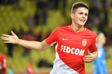 L'attaquant de Monaco Guido Carrillo auteur d'un doublé contre Guingamp à Louis II, le 4 novembre 2017  