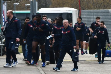 Le XV de France en stage à Aix-en-Provence sous la houlette de Jacques Brunel, le 19 février 2018, pour la préparation du match contre l'Italie