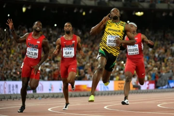 Usain Bolt lors des Mondiaux-2015 à Pekin, le 23 août 2015