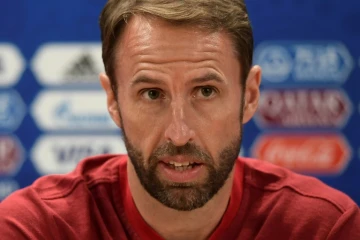 Le sélectionneur de l'Angleterre Gareth Southgate en conférence de presse à Volgograd, le 17 juin 2018