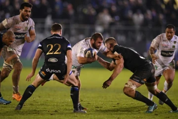 Le pilier clermontois Giorgi Beria (c) lors du match de poules de la Coupe d'Europe, à Bath en Angleterre, le 6 décembre 2019