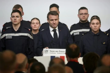 Le président Emmanuel Macron lors de ses voeux aux Armées à Cherbourg, le 19 janvier 2024