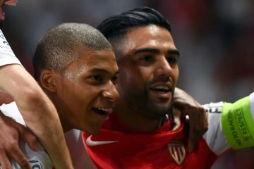 Kylian Mbappé célèbre l'ouverture du score face à Saint-Etienne, le 17 mai 2017 à Monaco