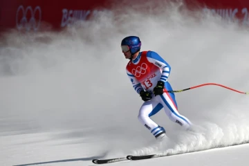 Le Français Alexis Pinturault à l'arrivée de la descente du combiné des Jeux olympiques de Pékin, le 10 février 2022
