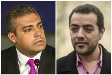 Un montage photo des deux journalistes de la chaîne qatarie Al-Jazeera,  l'Egyptien Baher Mohamed (D) et le Canadien Mohamed Fahmy, le 23 septembre 2015