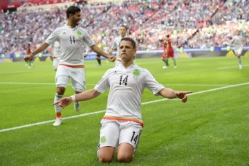 L'attaquant mexicain Chicharito, auteur du premier but contre le Portugal lors de la Coupe des Confédérations, le 18 juin 2017 à Kazan