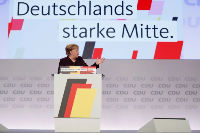 La chancelière allemande Angela Merkel prononce un discours lors d'un congrès de son parti, la CDU, à Leipzig, le 22 novembre 2019