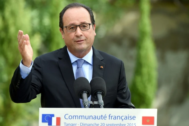 Le président François Hollande s'adresse à la communauté française à Tanger le 20 septembre 2015