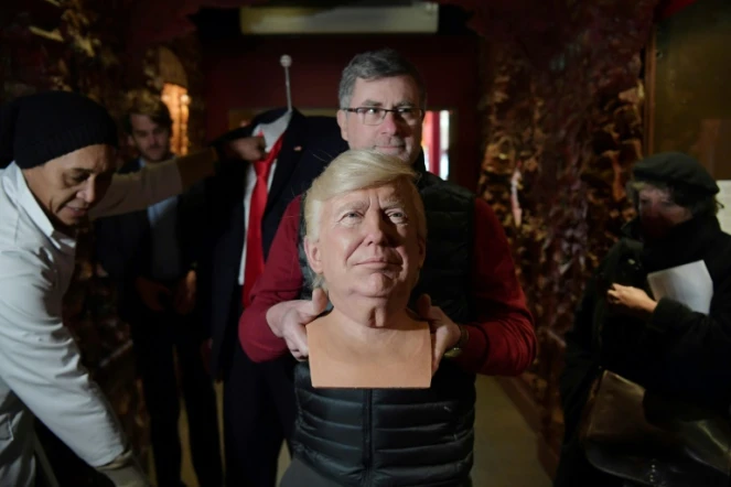 La tête du personnage de cire à l'effigie de Donald Trump, le 19 janvier 2017 au musée Grévin à Paris