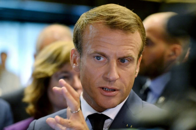 Le président Emmanuel  Macron en visite officielle à Helsinki (Finlande) le 30 août 2018.