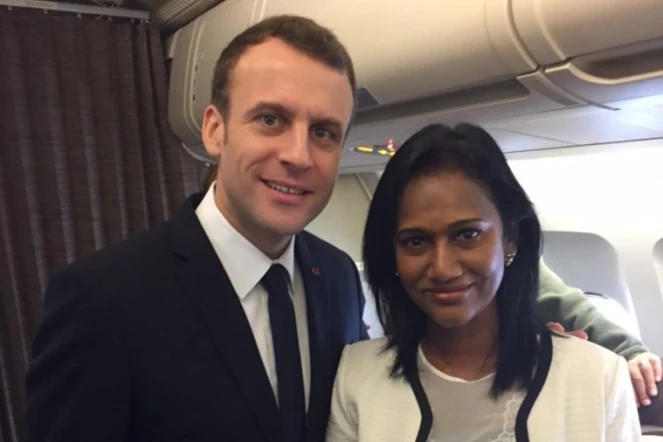 Nadia Ramassamy avec Emmanuel Macron en Inde