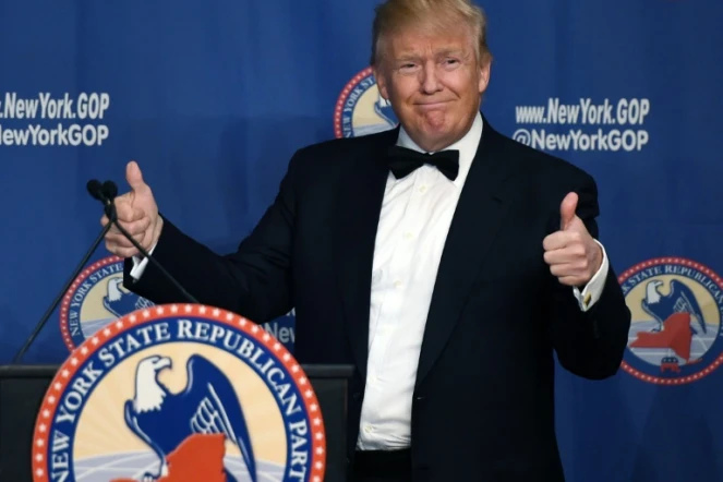 Le candidat à l'investiture républicaine Donald Trump lors d'un gala à New York, le 14 avril 2016