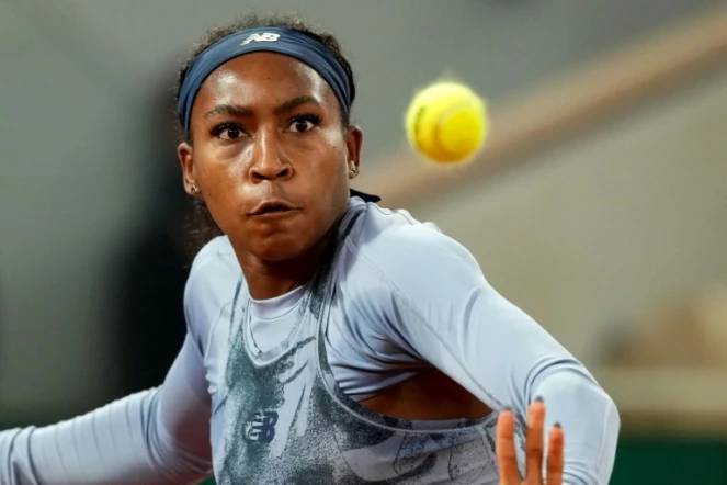 L'Américaine Coco Gauff, N.2 mondiale, en quarts de finale de Roland-Garros contre sa compatriote Madison Keys le 4 juin 2025 à Paris