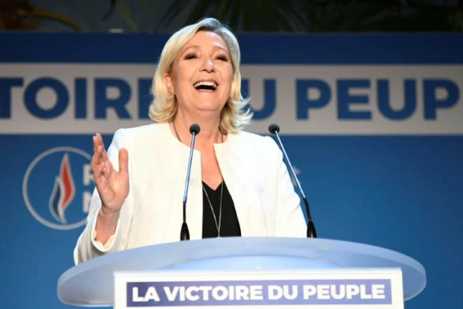 Marine Le Pen s'exprime au soir des résultats des européennes, le 26 mai 2019