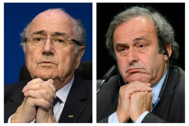 Montage de deux portraits d'archives de Joseph Blatter et Michel Platini