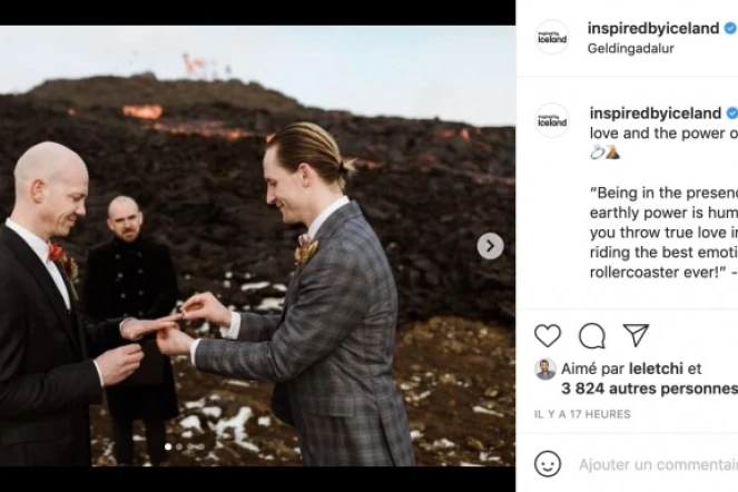 Islande : ils se marient au pied du volcan en éruption 