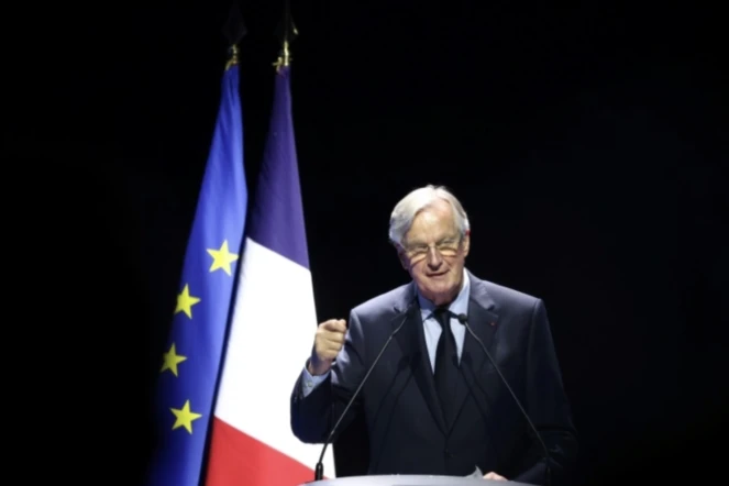 Le Premier ministre Michel Barnier au congrès des sapeurs-pompiers de France le 28 septembre 2024 à Mâcon ( AFP / Alex MARTIN )