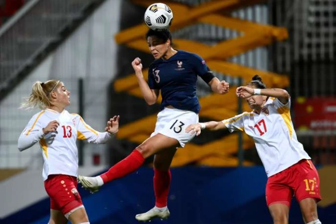 L'attaquante des Bleues, Delphine Cascarino, buteuse lors du match de qualification à l'Euro-2022 face à la Macédoine du Nord, à Orléans, le 23 octobre 2020