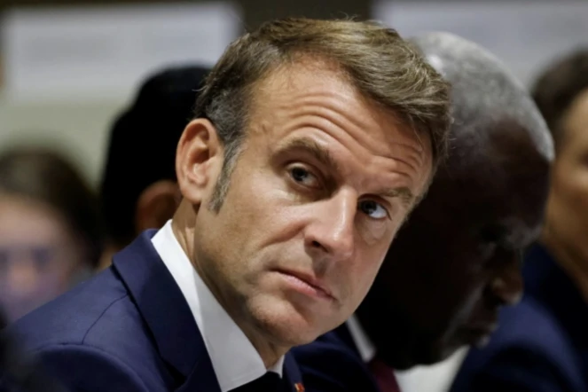 Le président Emmanuel Macron à l'Assemblée géénrale de l'ONU à New York, le 25 septembre 2024 ( AFP / Ludovic MARIN )