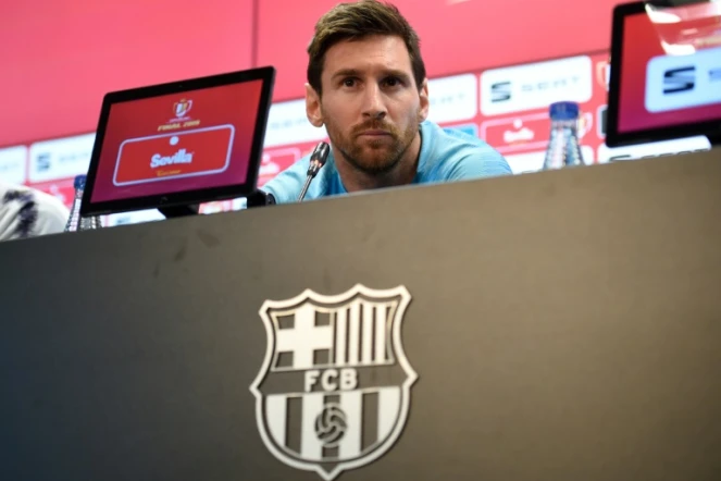 Lionel Messi en conférence de presse au centre d'entraînement du FC Barcelone le 24 mai 2019