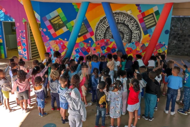 "Les couleurs de ma cour" : les élèves de l'école Ann-Mary Gaudin de Lagrange inaugure leur fresque