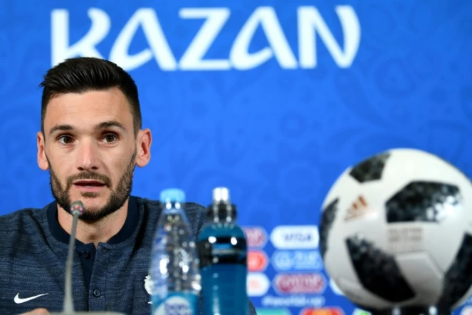 Le capitaine des Bleus, Hugo Lloris, en conférence de presse à Kazan, le 15 juin 2018, à la veille du match contre l'Australie