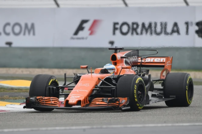 L'Espagnol Fernando Alonso au volant de sa McLaren lors du GP de Chine, le 9 avril 2017 à Shanghai 