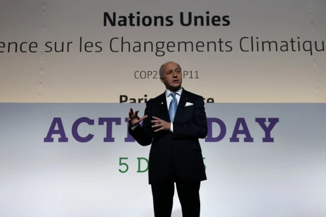 Laurent Fabius, le président de la conférence COP21, le 5 décembre 2015 au Bourget