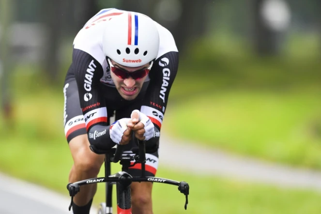 Le Néerlandais Tom Dumoulin lors du contre-la-montre individuel lors dde la 2e étape du BinckBank Tour, le 8 août 2017 à Voorburg