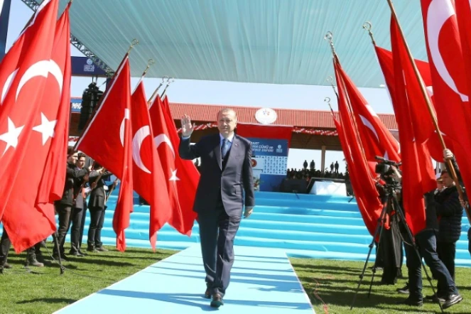 Le président turc Recep Tayyip Erdogan le 18 mars 2017 à Canakkale en Turquie