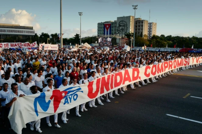 Défilé place de la Révolution pour le 1er mai 2019 à La Havane, à Cuba