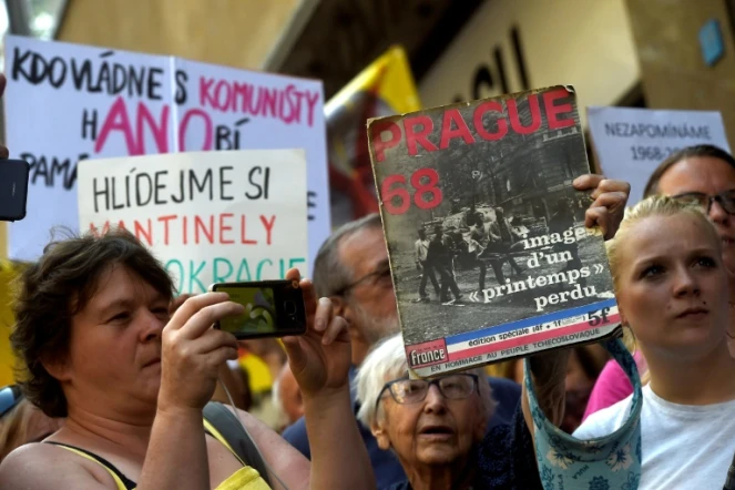 Rassemblement des Praguois à l'occasion du 50e anniversaire du Printemps de Prague, le 21 août 2018