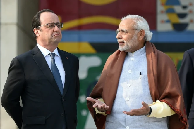 Le président François Hollande et le Premier ministre indien Narendra Modi le 24 janvier 2016 à Chandigarh 