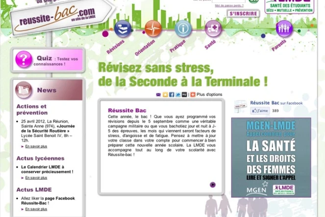 Capture d'écran du site www.reussite-bac.com